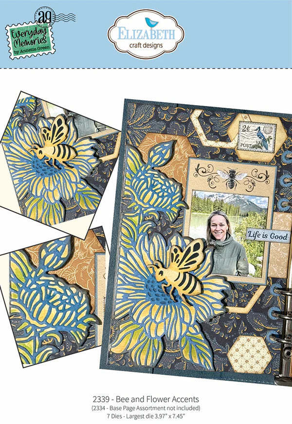 Elizabeth Craft Designs - Delightful Discovery Collection - Dies - Bee And Flower Accents