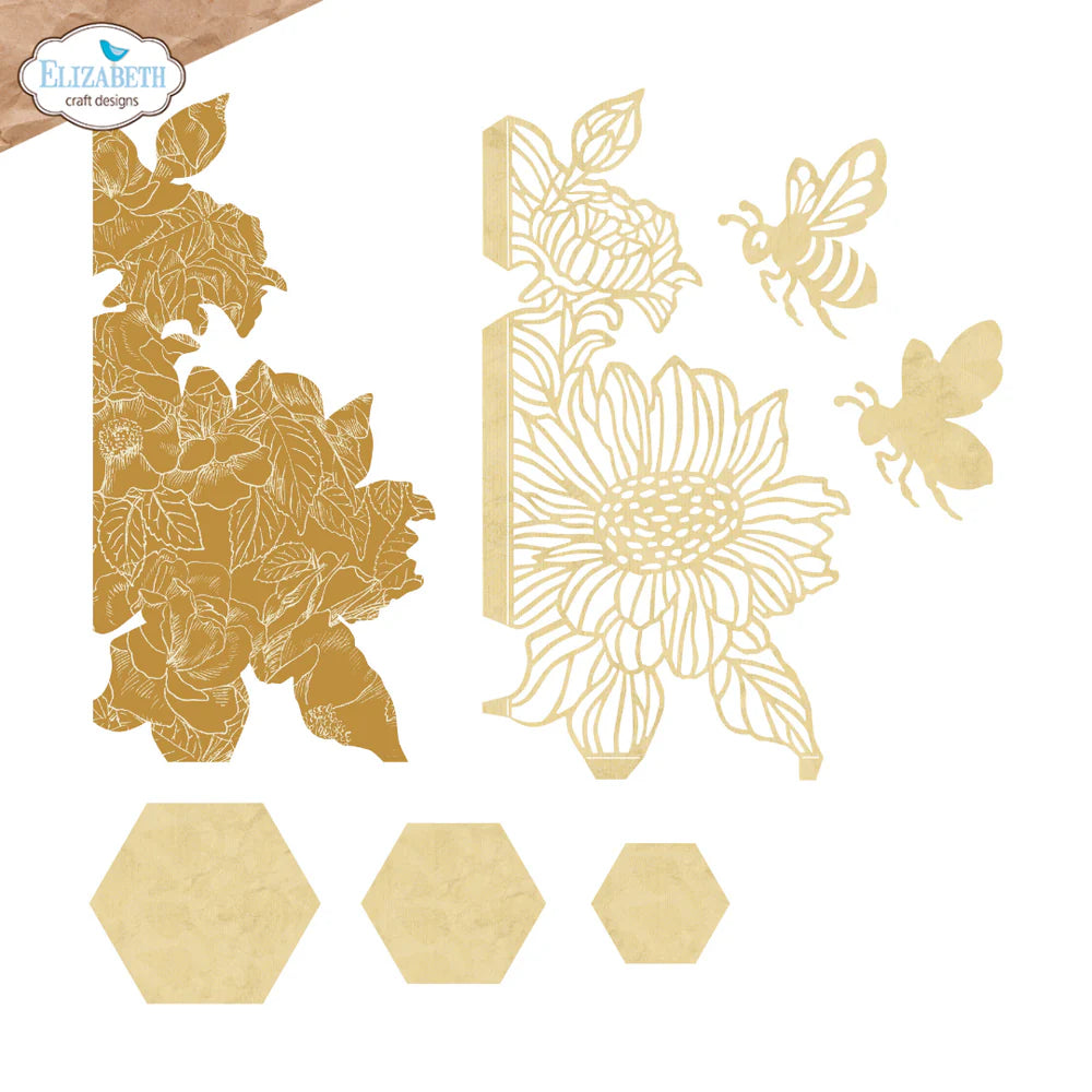 Elizabeth Craft Designs - Delightful Discovery Collection - Dies - Bee And Flower Accents