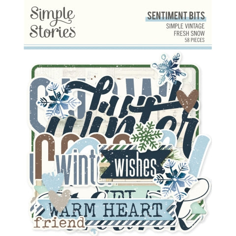Simple Stories - Simple Vintage Fresh Snow Collection - Ephemera - Sentiment Bits