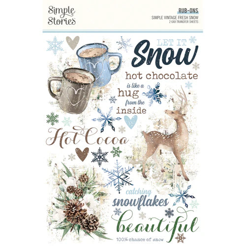Simple Stories - Simple Vintage Fresh Snow Collection - Rub-Ons