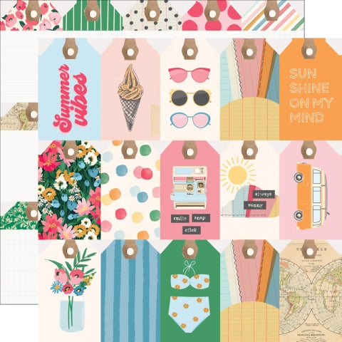 Simple Stories - Sunny Days Collection - 12 x 12 Double-Sided Cardstock -Tag Elements