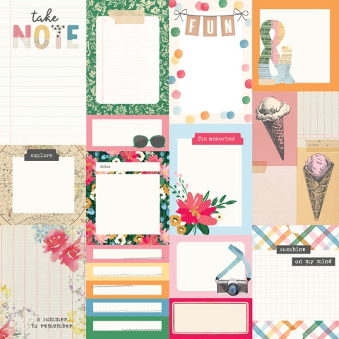Simple Stories - Sunny Days Collection - 12 x 12 Double-Sided Cardstock -Journal Elements