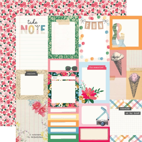 Simple Stories - Sunny Days Collection - 12 x 12 Double-Sided Cardstock -Journal Elements