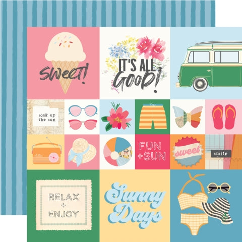 Simple Stories - Sunny Days Collection - 12 x 12 Double-Sided Cardstock -2 x 2 / 4 x 4 Elements