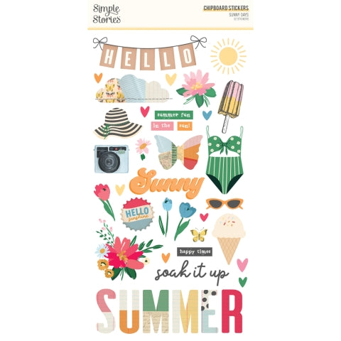 Simple Stories - Sunny Days Collection - Chipboard Stickers