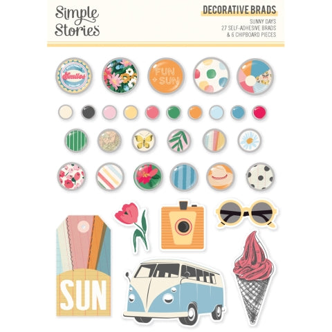 Simple Stories - Sunny Days Collection - Decorative Brads