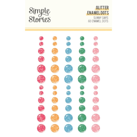 Simple Stories - Sunny Days Collection - Glitter Enamel Dots