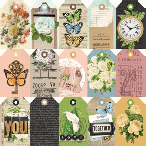 Simple Stories - Simple Vintage Junk Drawer Collection - 12 x 12 Double-Sided Designer Cardstock - Tag Elements