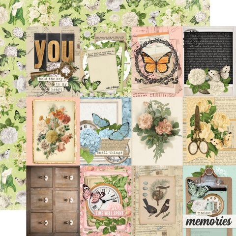 Simple Stories - Simple Vintage Junk Drawer Collection - 12 x 12 Double-Sided Designer Cardstock - 3 x 4 Elements