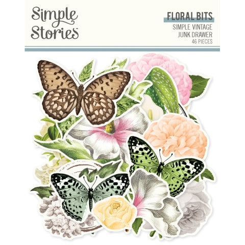 Simple Stories - Simple Vintage Junk Drawer Collection - Ephemera - Floral Bits & Pieces