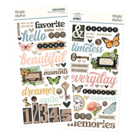 Simple Stories - Simple Vintage Junk Drawer Collection - Foam Stickers