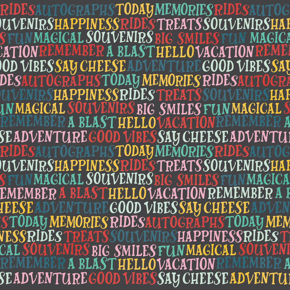 Text pattern with motivational and casual phrases on a multicolor background