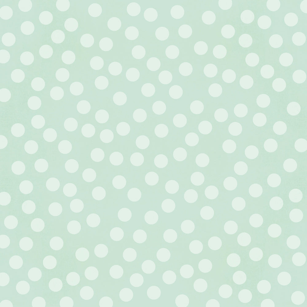 Pattern of white polka dots on a light green background
