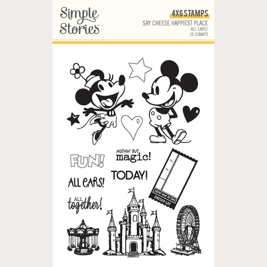 Clear stamp set with cartoon characters and phrases on a white background