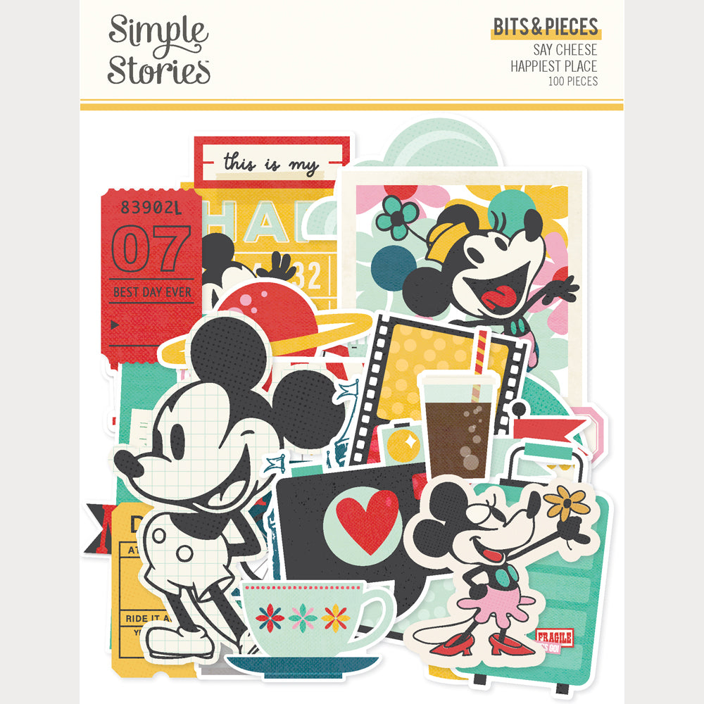 Collection of Mickey Mouse-themed die cuts with 'Simple Stories' branding.