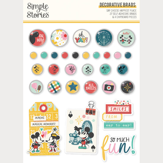 Simple Stories - Say Cheese Happiest Place Collection - Self Adhesive Decorative Brads