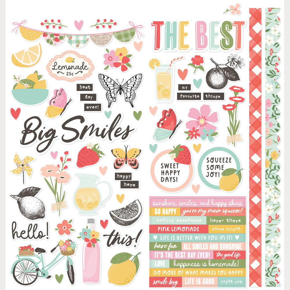 Simple Stories - Pink Lemonade Collection - Cardstock Stickers - Icons