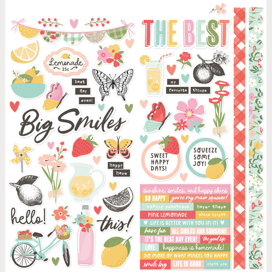 Simple Stories - Pink Lemonade Collection - Cardstock Stickers - Icons