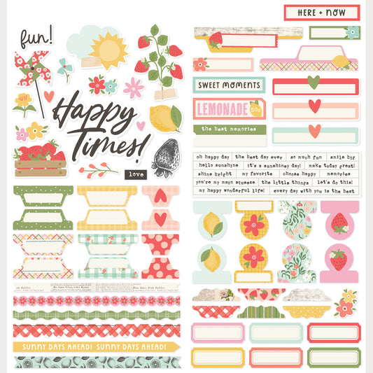 Simple Stories - Pink Lemonade Collection - Cardstock Stickers - Basics