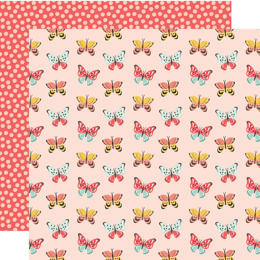 Simple Stories - Pink Lemonade Collection - 12 x 12 Double Sided Paper - Spread Your Wings