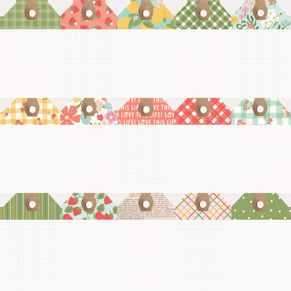 Collection of decorative washi tape strips with various patterns on a white background