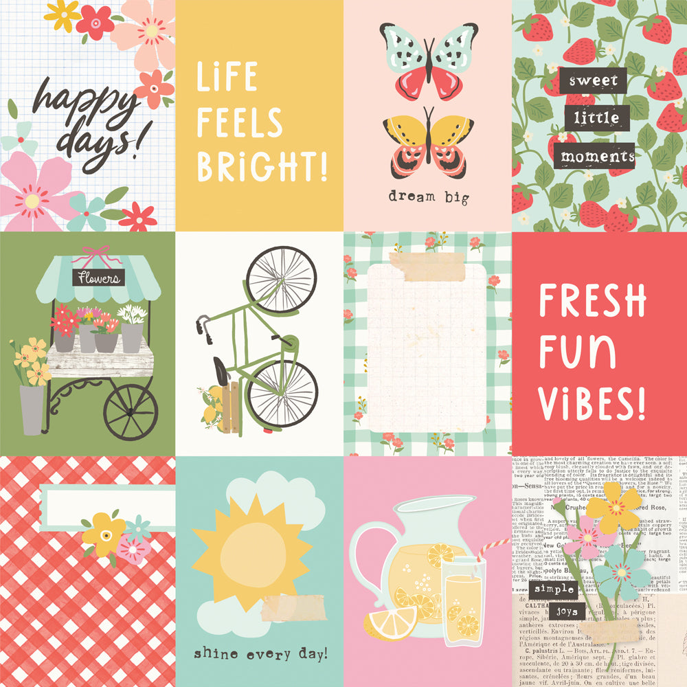 Collage of various illustrations with motivational phrases and designs.