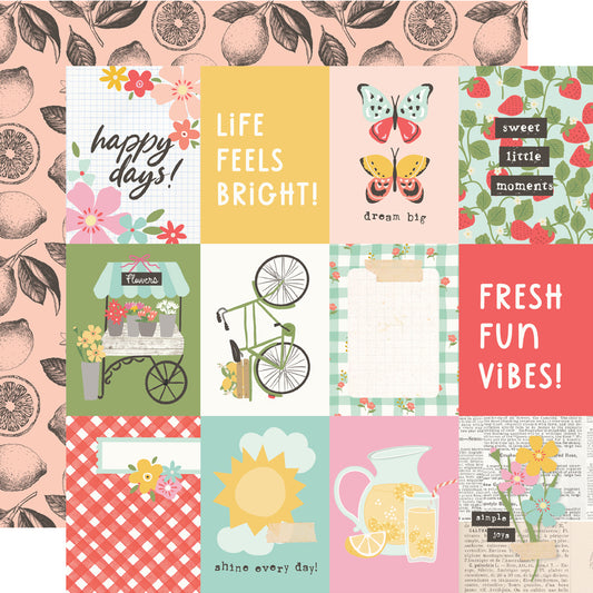 Collage of colorful cards with various designs and text on a patterned background.