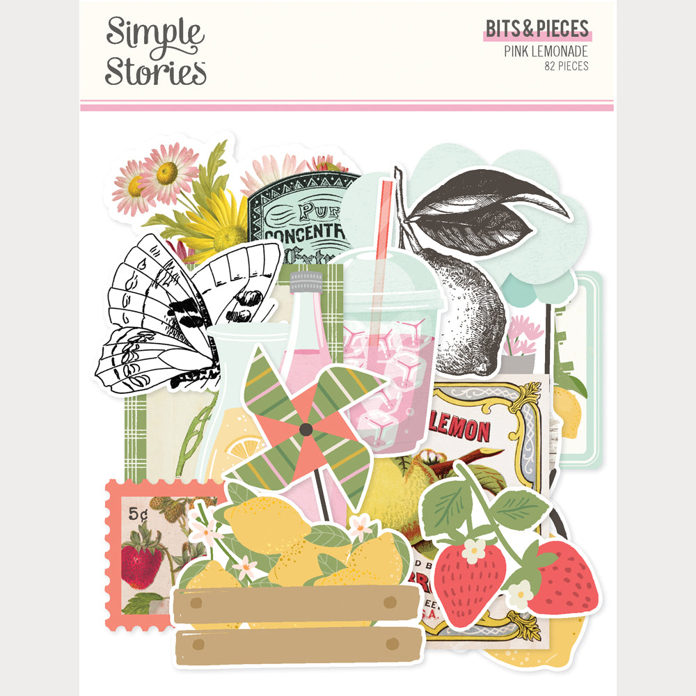 Collection of decorative stickers with fruits, flowers, and vintage elements on a white background.