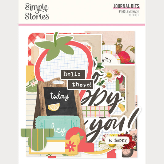 Packaging of 'Journal Bits' by Simple Stories with colorful elements and text.