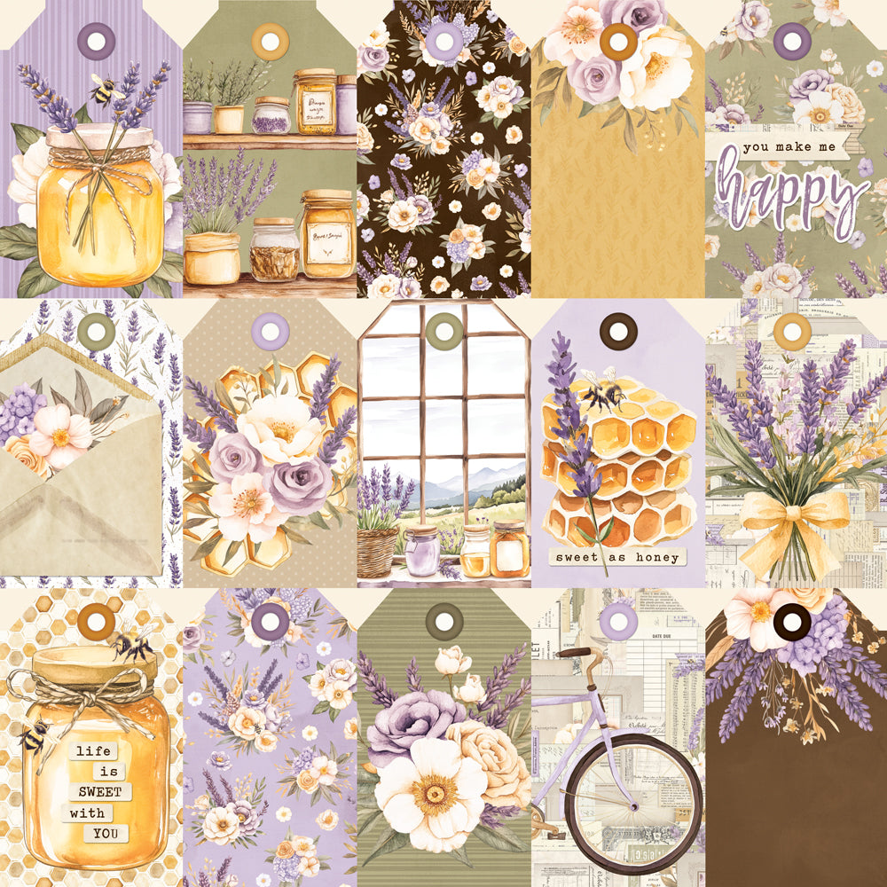 Simple Stories - Lavender Fields Collection - 12 x 12 Double Sided Paper - Tag Elements