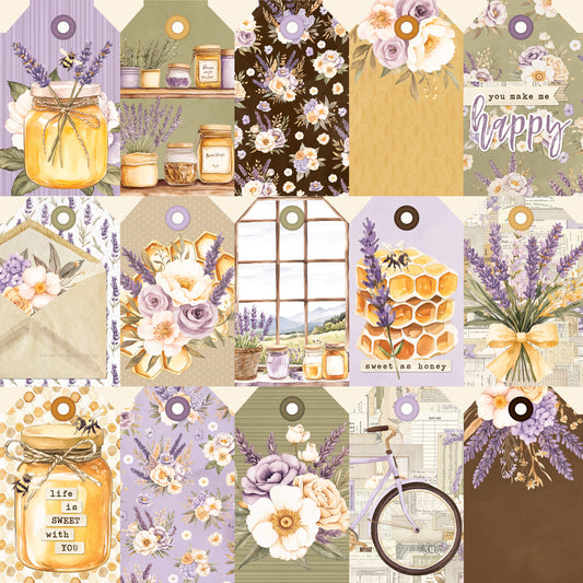 Simple Stories - Lavender Fields Collection - 12 x 12 Double Sided Paper - Tag Elements