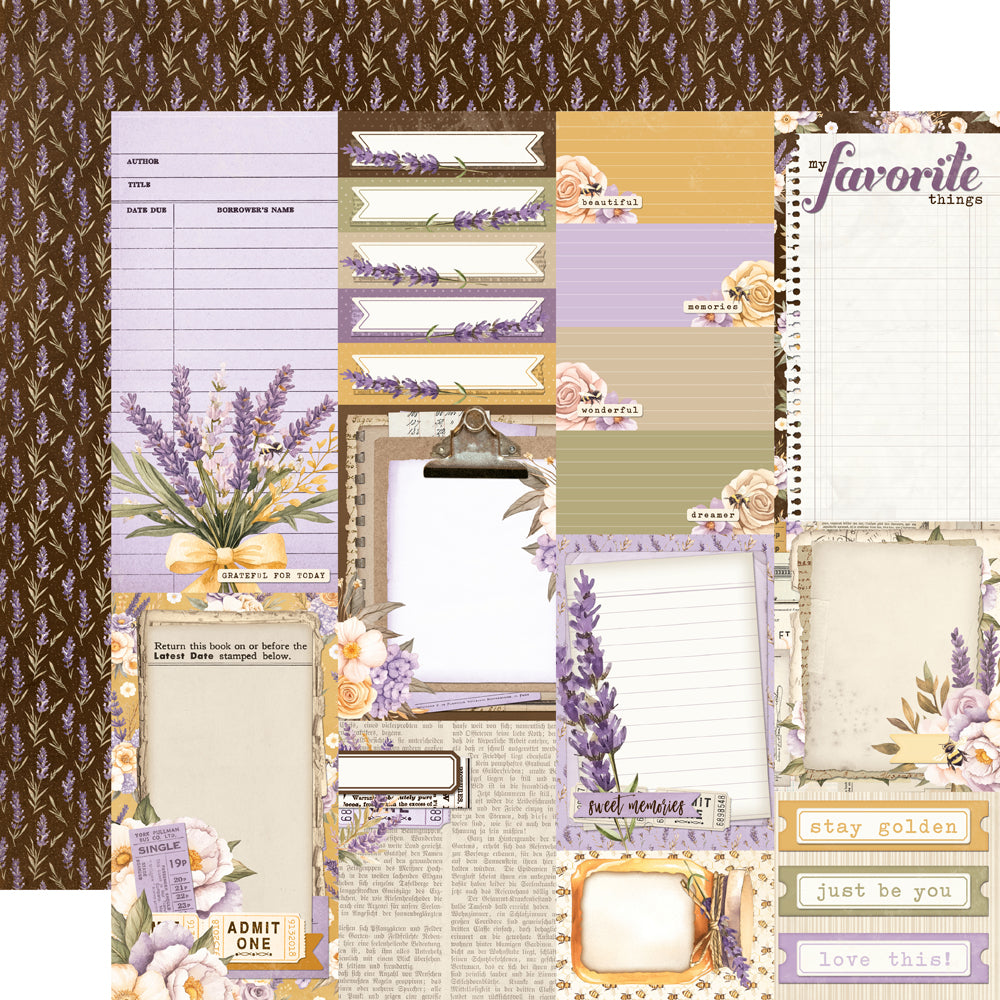 Simple Stories - Lavender Fields Collection - 12 x 12 Double Sided Paper - Journal Elements