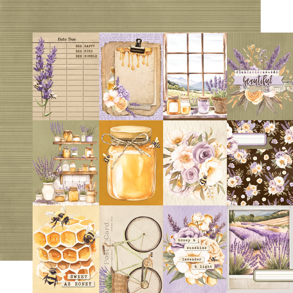 Simple Stories - Lavender Fields Collection - 12 x 12 Double Sided Paper - 3 x 4 Elements