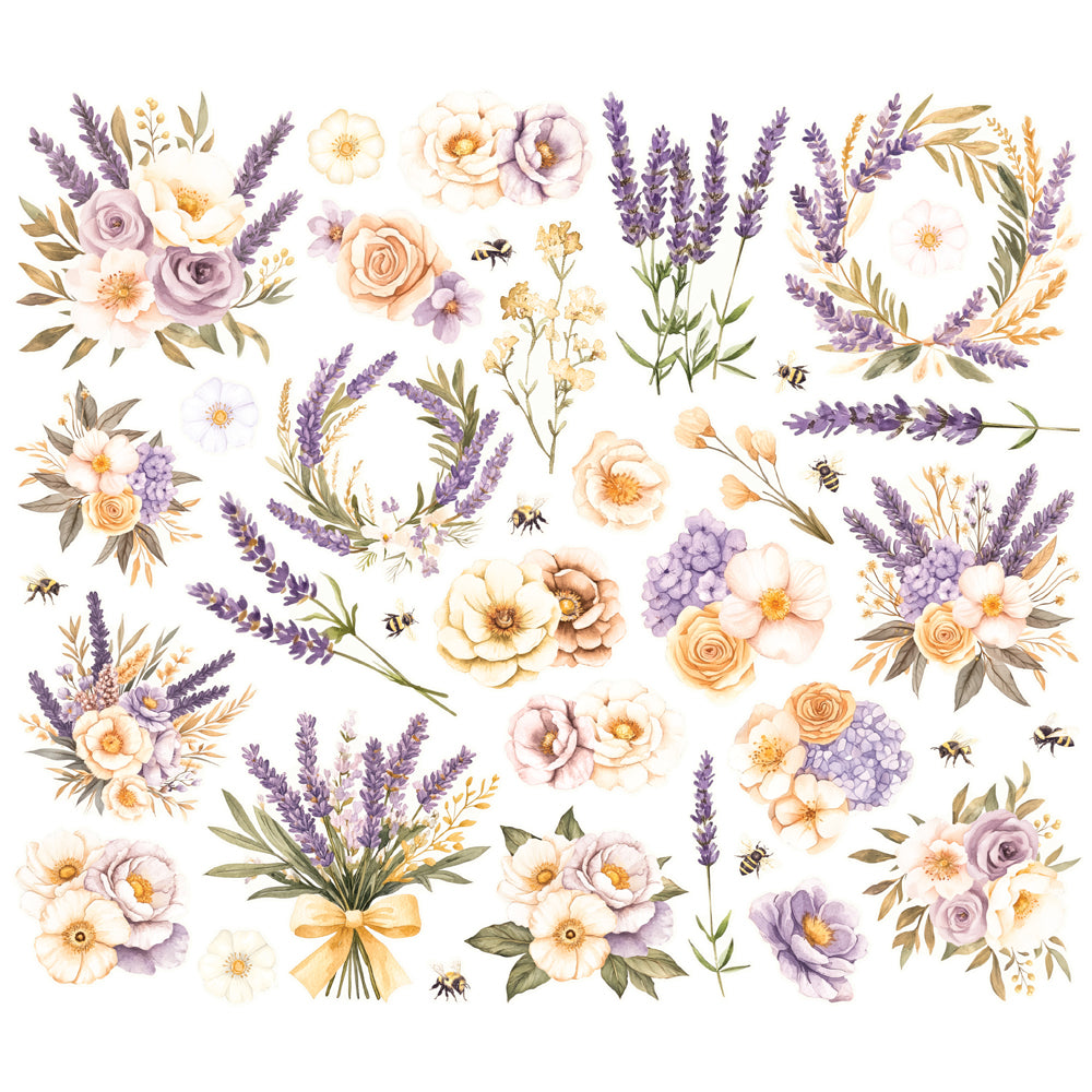 Simple Stories - Lavender Fields Collection - Ephemera - Floral Bits And Pieces
