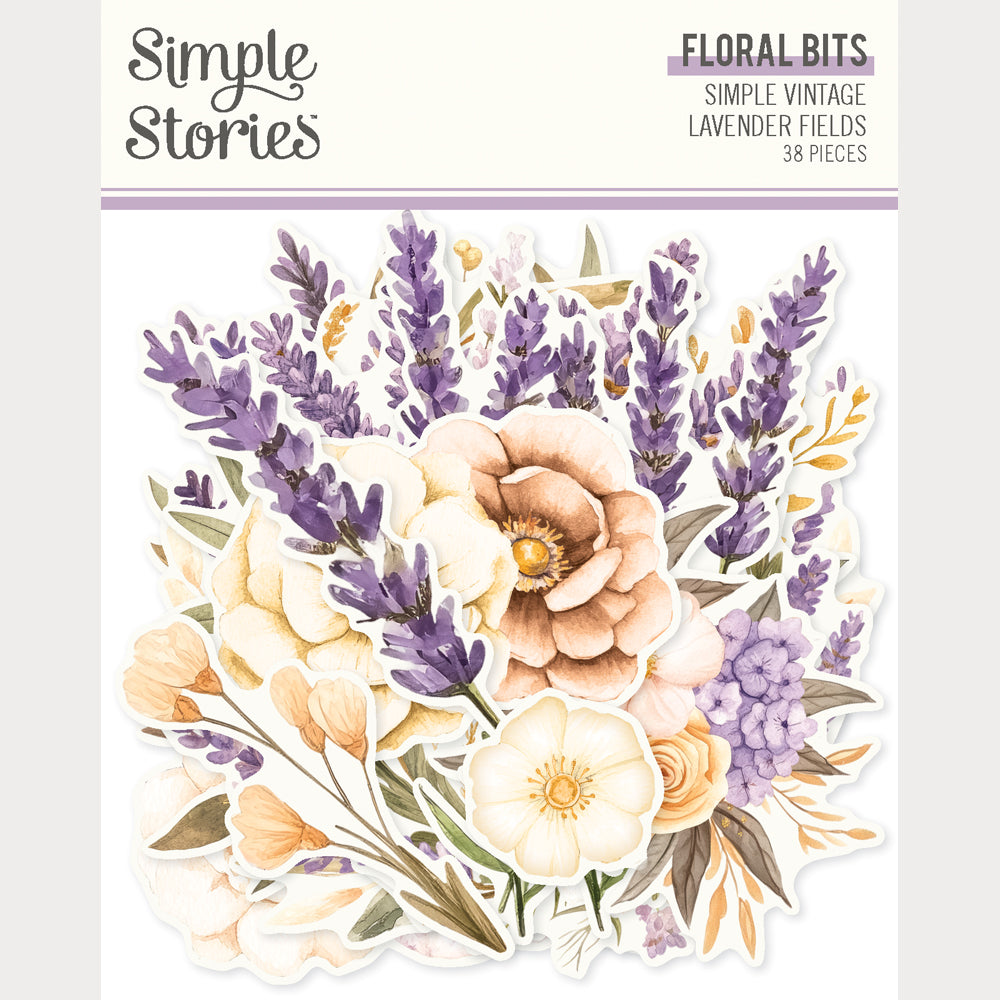 Simple Stories - Lavender Fields Collection - Ephemera - Floral Bits And Pieces