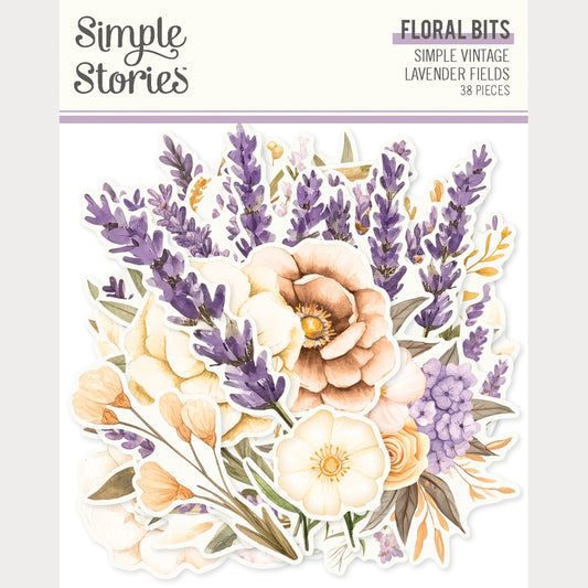 Simple Stories - Lavender Fields Collection - Ephemera - Floral Bits And Pieces