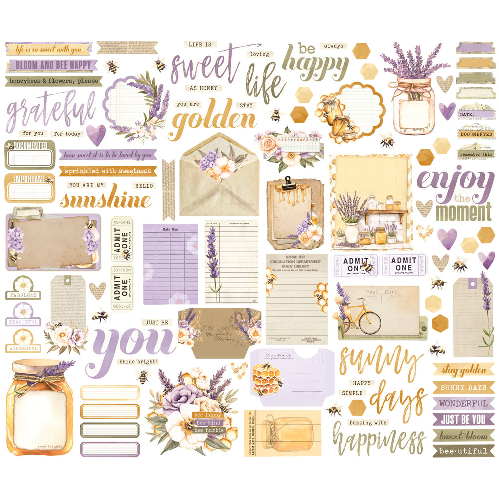Simple Stories - Lavender Fields Collection - Ephemera - Journal Bits And Pieces