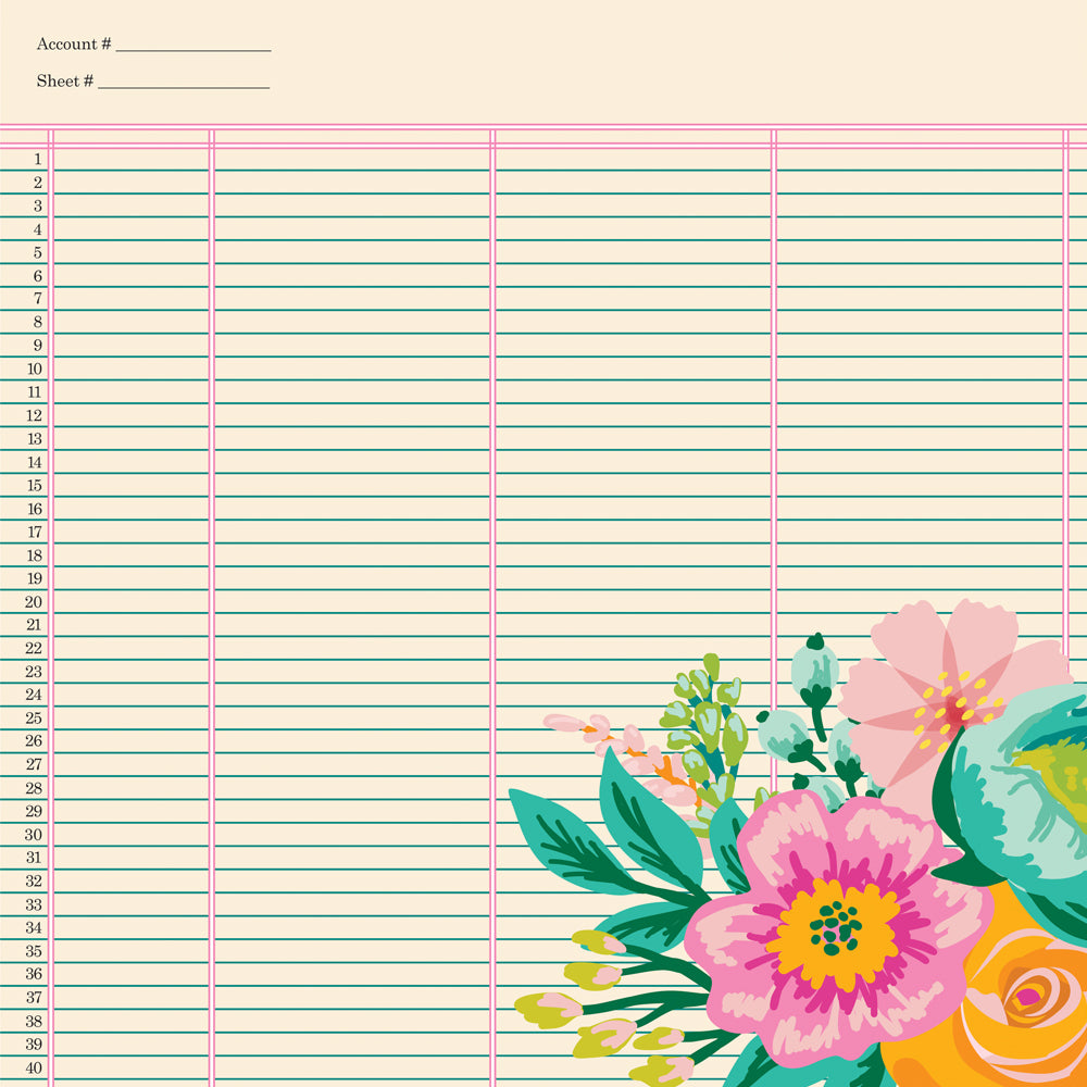 Floral design on a lined paper background