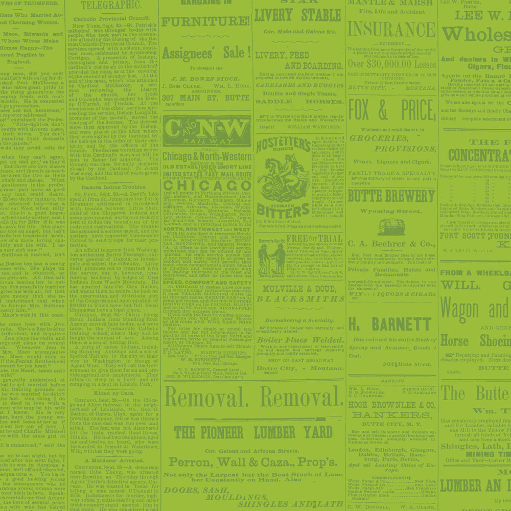 Green vintage newspaper print pattern