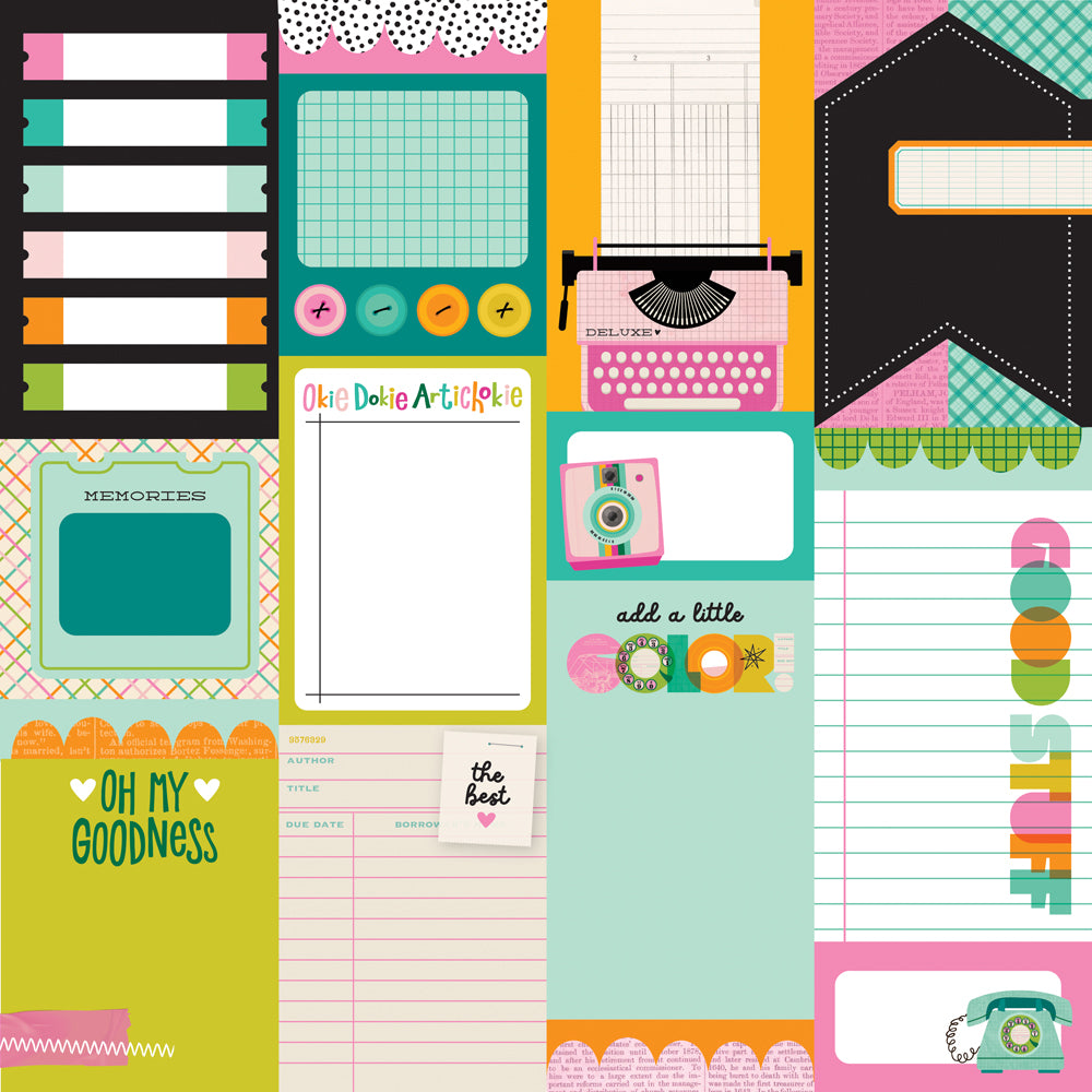 Simple Stories - Color Me Happy Collection - 12 x 12 Double Sided Paper - Journal Elements