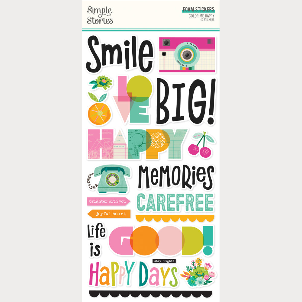 Simple Stories - Color Me Happy Collection - Foam Stickers