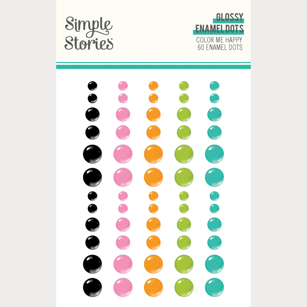 Simple Stories - Color Me Happy Collection - Glossy Enamel Dots