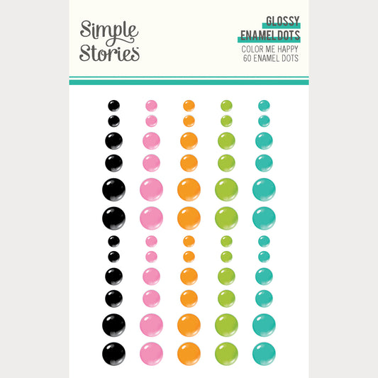 Simple Stories - Color Me Happy Collection - Glossy Enamel Dots