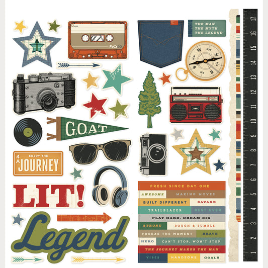 Simple Stories - Rustic Legend Collection - Cardstock Stickers - Icons