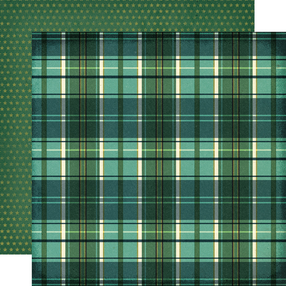 Green plaid pattern with a starry background