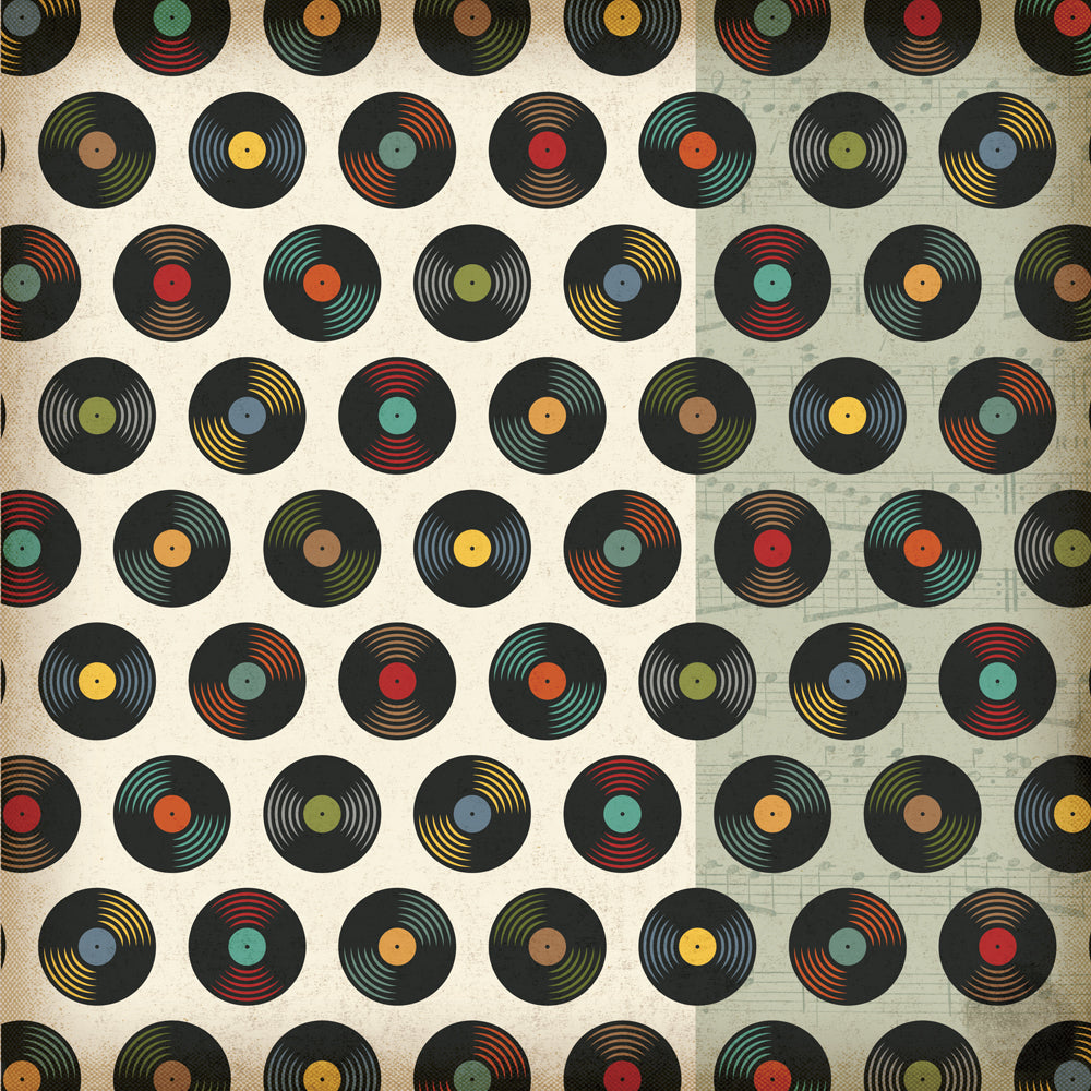 Pattern of vinyl records on a textured background