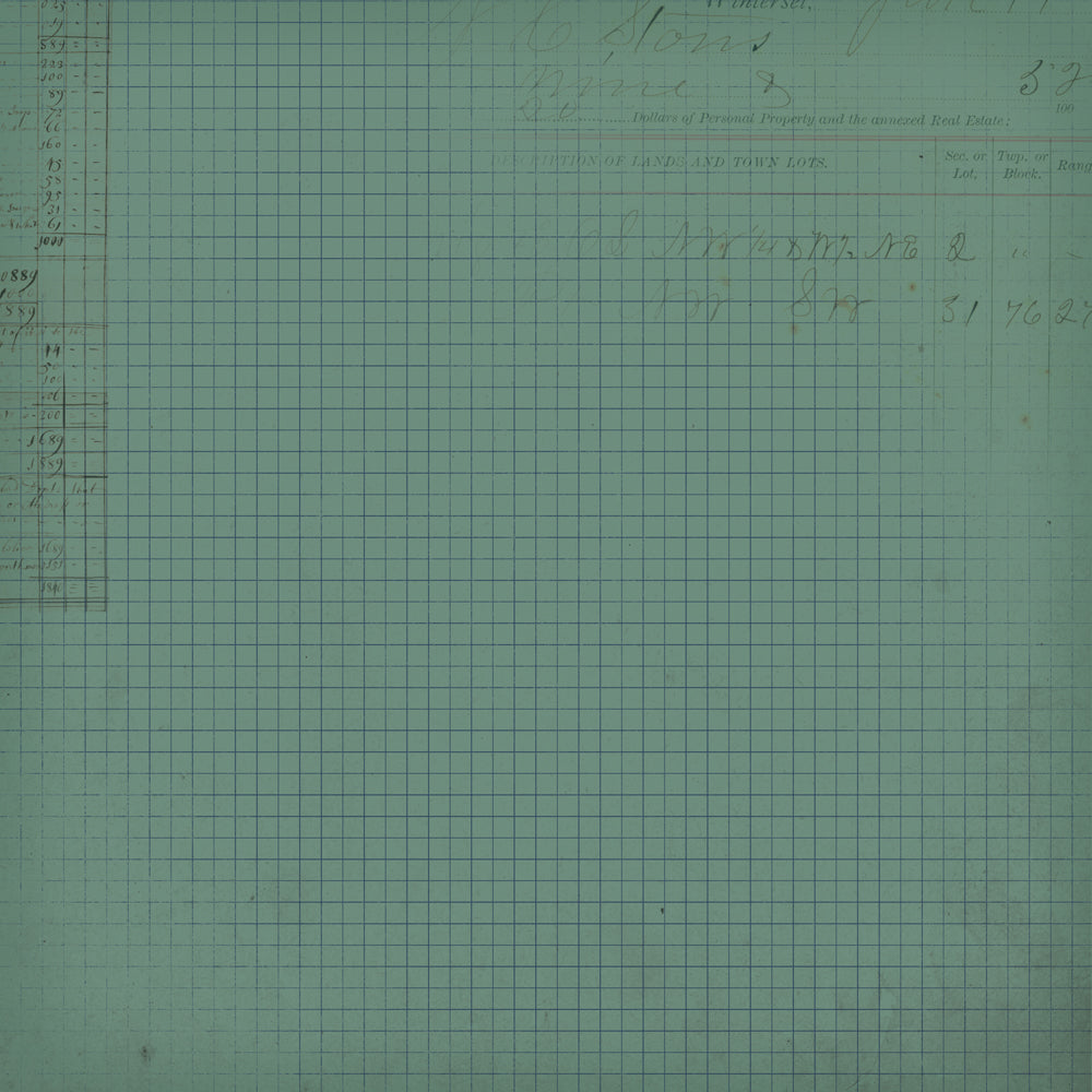 Grid paper with printed text and numbers on a green background