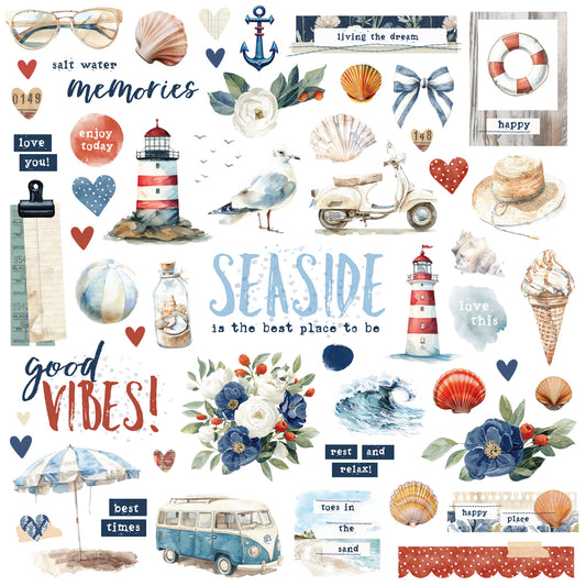 Simple Stories -Sand And Sea Collection - Chipboard Pieces