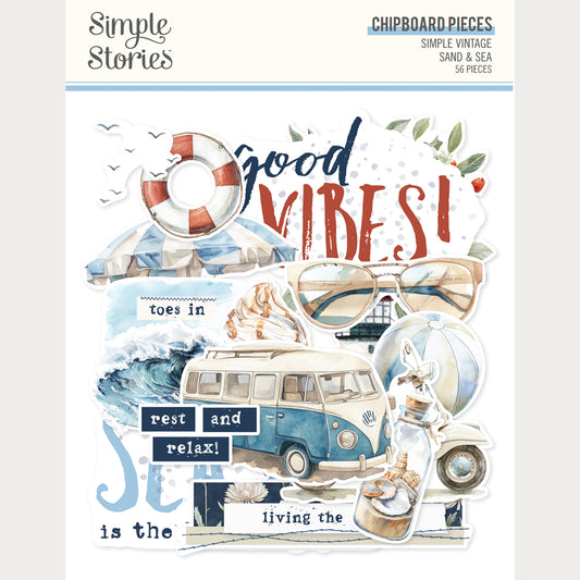 Simple Stories -Sand And Sea Collection - Chipboard Pieces