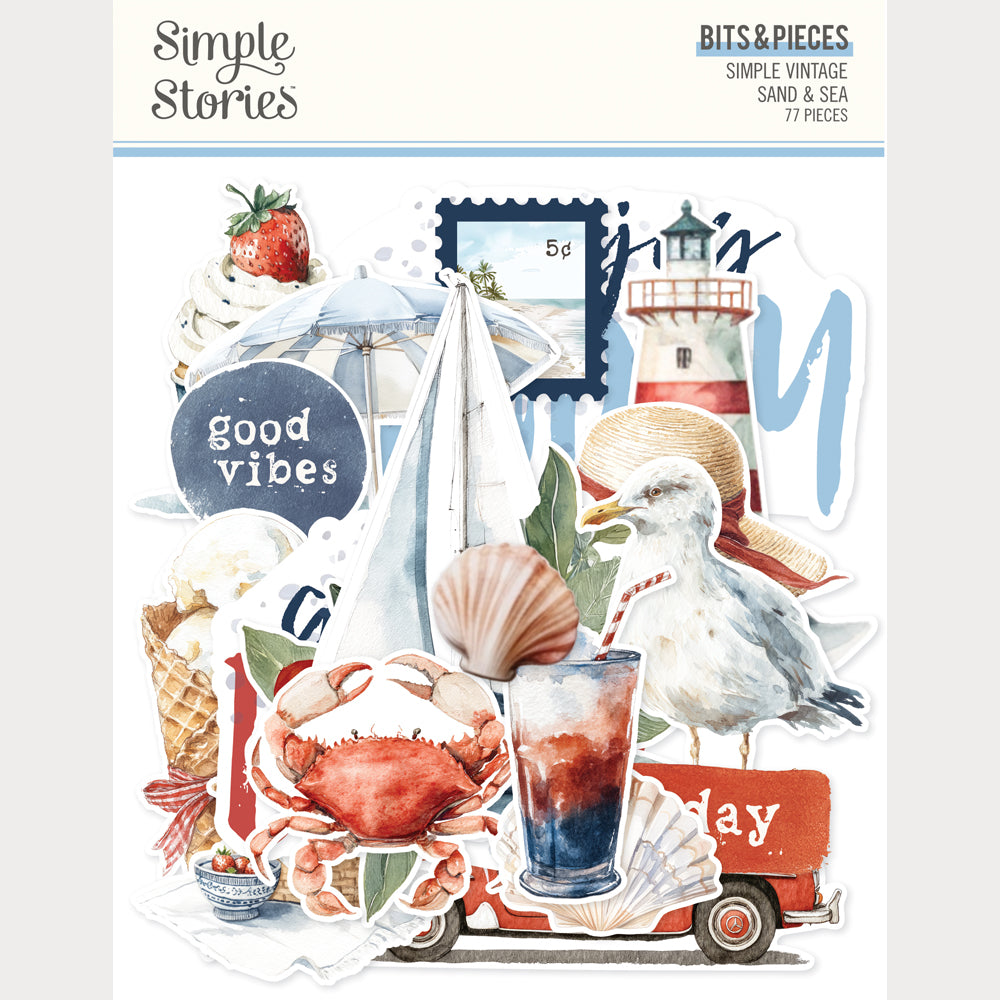 Simple Stories - Simple Vintage Sand And Sea Collection - Ephemera - Bits And Pieces
